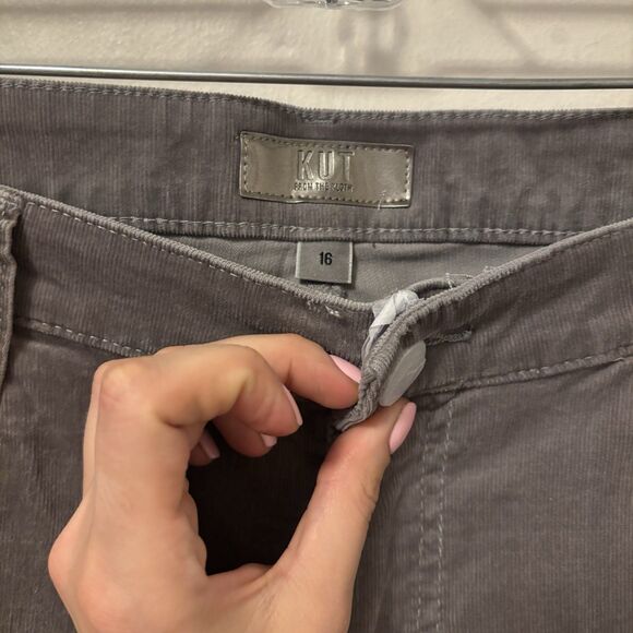 Kut From The Kloth Karen Baby Bootcut Jeans 16 Grey Corduroy NWT Boho Cowgirl - Picture 4 of 9